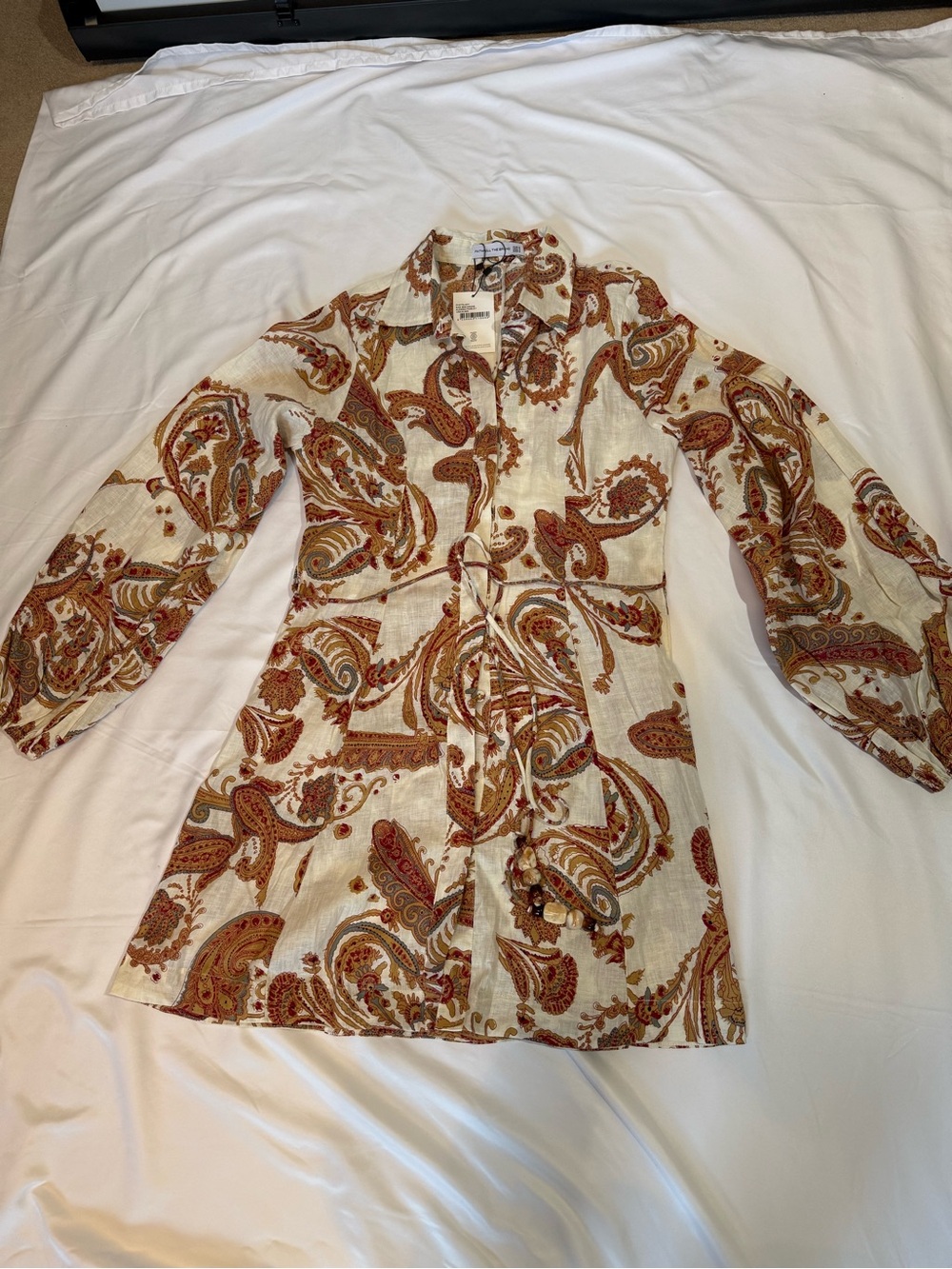 Faithfull The Brand Cream Blouse with Rust and Mustard Paisley